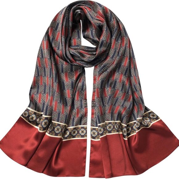 100% Mulberry Silk Scarf - 70'' X 21'' Long Satin Fashion Designer Scarf - Light - Picture 1 of 7